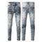 Pantalones Vaqueros Rotos Slim Fit Azul Claro para Hombre