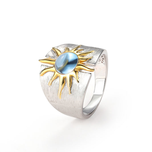 Anillo de Topacio Natural y Amatista en Plata 925 - Image 2