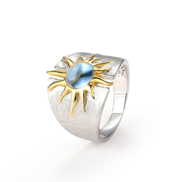 Anillo de Topacio Natural y Amatista en Plata 925