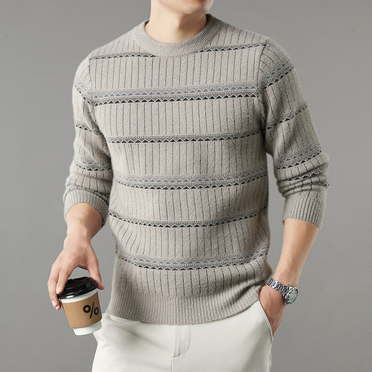 Suéter Grueso de Cuello Redondo para Hombre con Forro Polar y Textura de Visón Sintético - Image 6