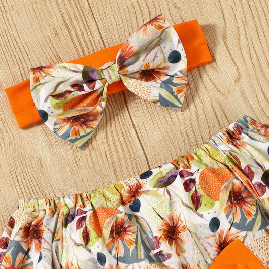 Conjunto de Romper con Mangas Acampanadas y Estampado Floral para Niñas - Image 5