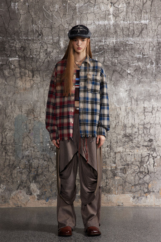 Camisa de Cuadros para Hombre con Costuras de Contraste - Image 13