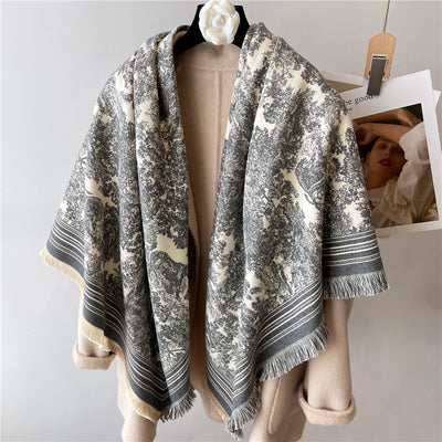 Poncho Dos Tonos Grueso y Cálido para Hombre - Image 4