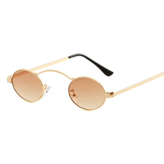 Fashionable small frame round sunglasses with black metal frames and dark grey lenses on a white background. - Image 10