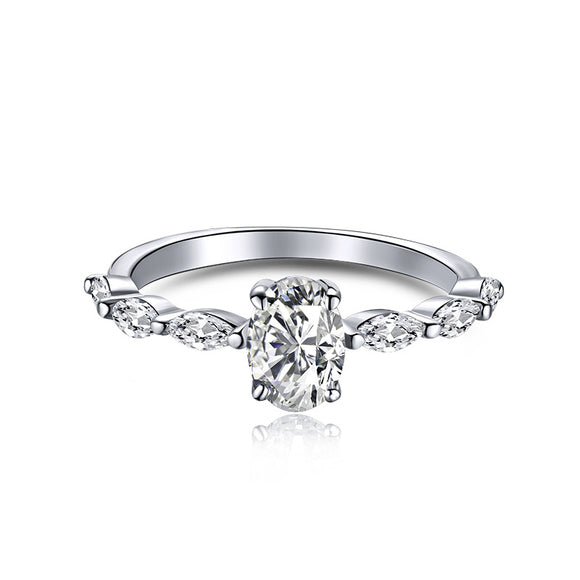 Anillo de Plata 925 Óvalo con Zirconia 5A Brillante