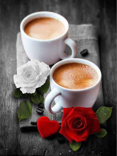 Cuadro de Diamantes Rosa Roja con Café - Pintura Diamante DIY Cuadrado Completo - Image 21