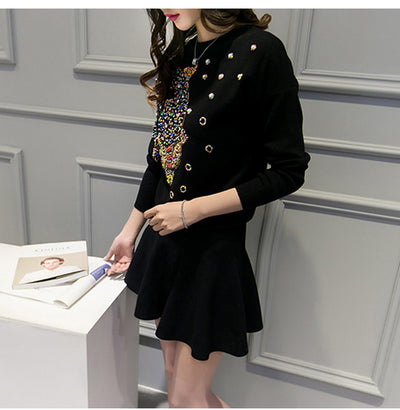 Suéter Tejido a Mano con Bordado de Diamantes - Blusa Dorada para Mujer - Image 2