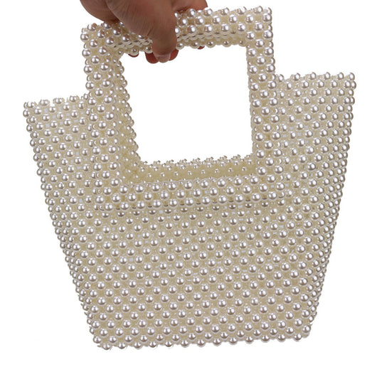 Bolsa Tote Blanca con Marco de Perlas - Image 14