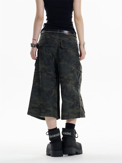 Pantalones Cargo Anchos Estilo Camuflaje Retro para Mujer - Image 15