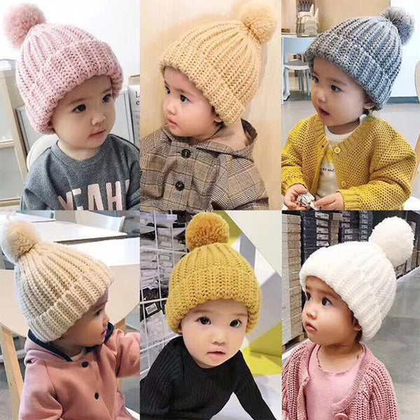 Gorro Tejido Grueso para Bebé - Diseño Cálido y Adorable en Colores Sólidos
