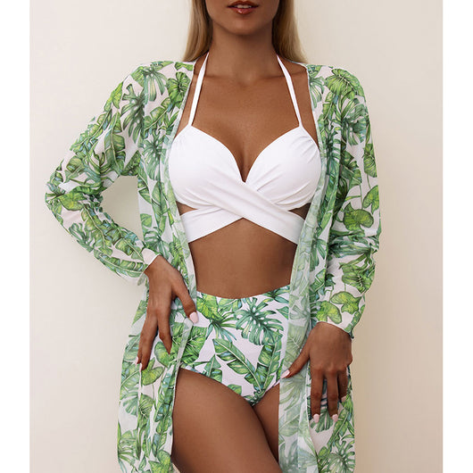 Traje de Baño Tres Piezas Estampado con Protección Solar - Image 3
