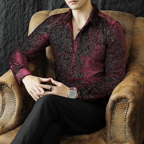 Camisa Slim Fit Brillante para Hombre - Estilo Personalidad