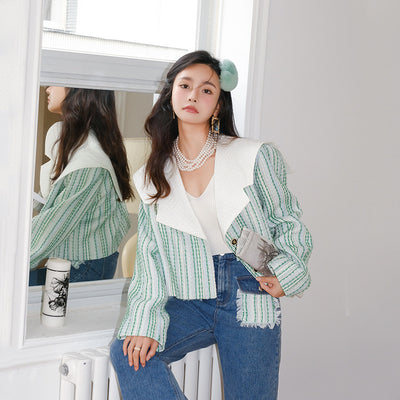 Chaqueta Corta de Otoño Estilo Coreano para Mujer con Solapa Elegante - Image 8