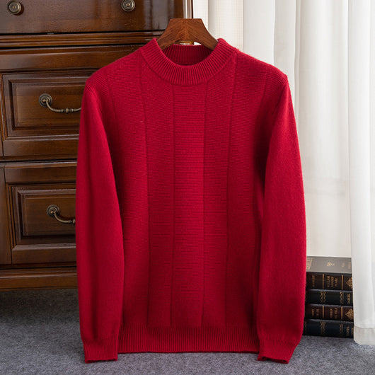 Suéter de Cachemira para Hombre Invierno - Cuello Redondo Rayas Doble Grosor - Image 10