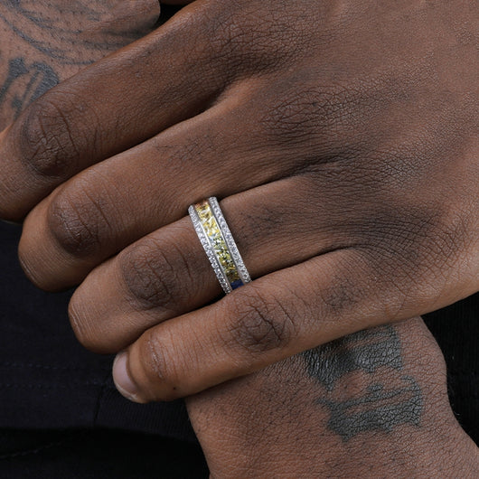 Anillo Hip Hop Plata Esterlina con Degradado de Diamantes para Hombre - Image 8