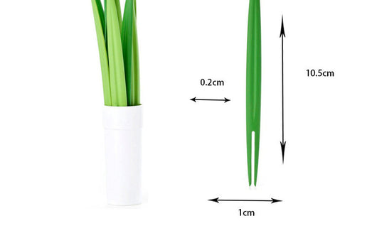 Set de 10 Tenedores de Frutas Diseño Hoja de Bambú con Base - Cubiertos Elegantes para Mesa - Image 3
