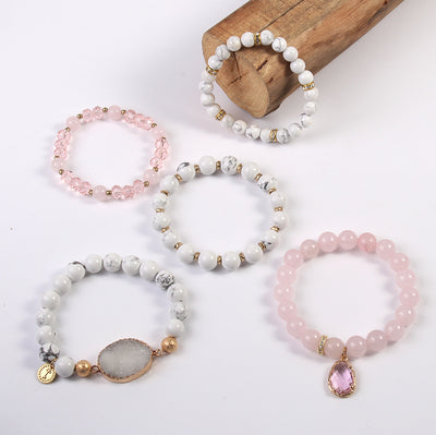 Pulsera de Cristal Natural Rosa con Agrupación de Cuarzo - Image 5