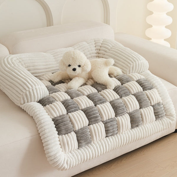 Cama Térmica Ajedrezada para Mascotas - Confort Otoño e Invierno