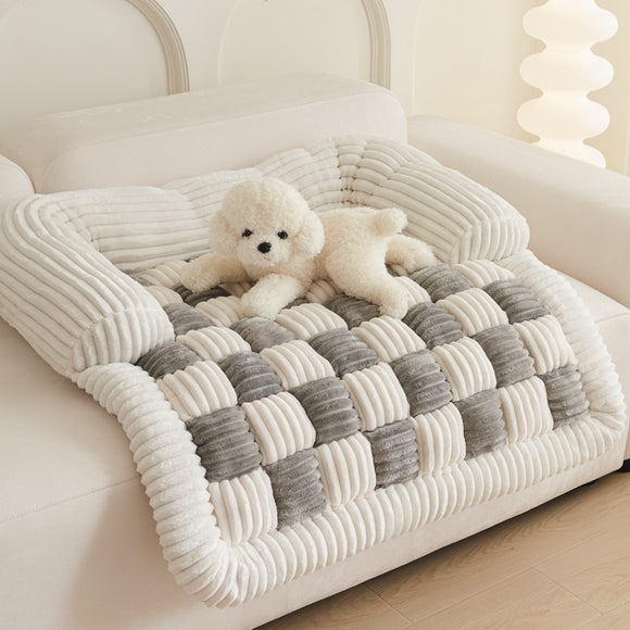 Cama Térmica Ajedrezada para Mascotas - Confort Otoño e Invierno