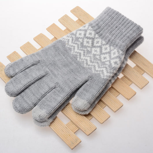 Guantes Tejidos Jacquard de Lana para Mujer con Pantalla Táctil - Image 4