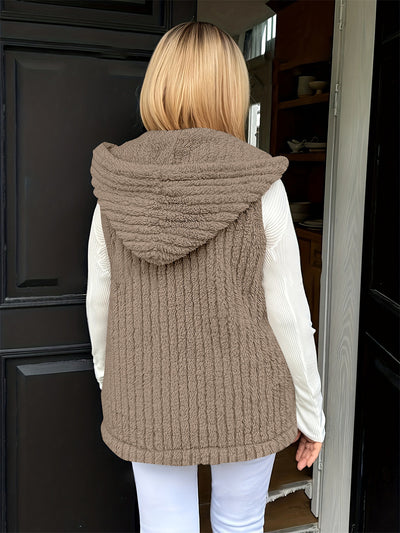 Chaleco Fuzzy sin Mangas con Capucha para Mujer - Comodidad y Estilo - Image 14