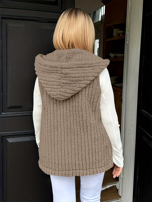 Chaleco Fuzzy sin Mangas con Capucha para Mujer - Comodidad y Estilo - Image 14