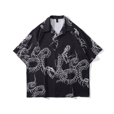 Camisa Suelta Estampada de Manga Corta Unisex - Image 8