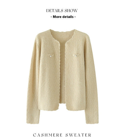 Cardigan de Cachemira Estilo Chanel - Tejido Suelto Cuello Redondo Manga Larga - Image 15