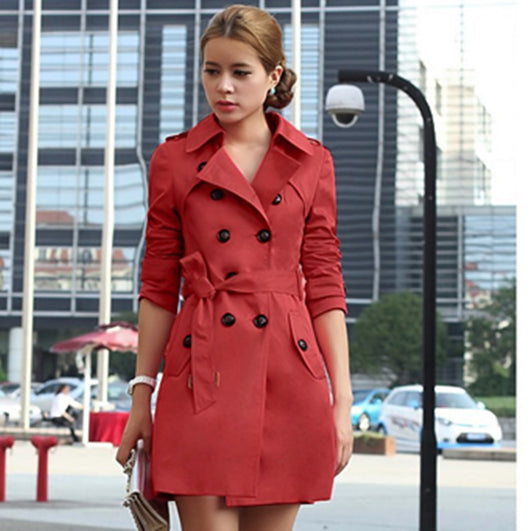 Abrigo Tipo Gabardina Doble Botonadura para Mujer - Primavera y Otoño - Image 3