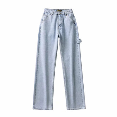 Jeans Talle Alto Pierna Ancha Retro con Costuras Decorativas - Image 13