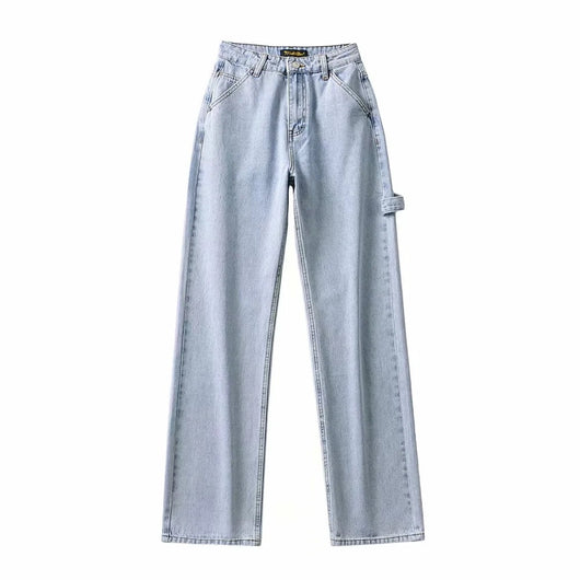 Jeans Talle Alto Pierna Ancha Retro con Costuras Decorativas - Image 13