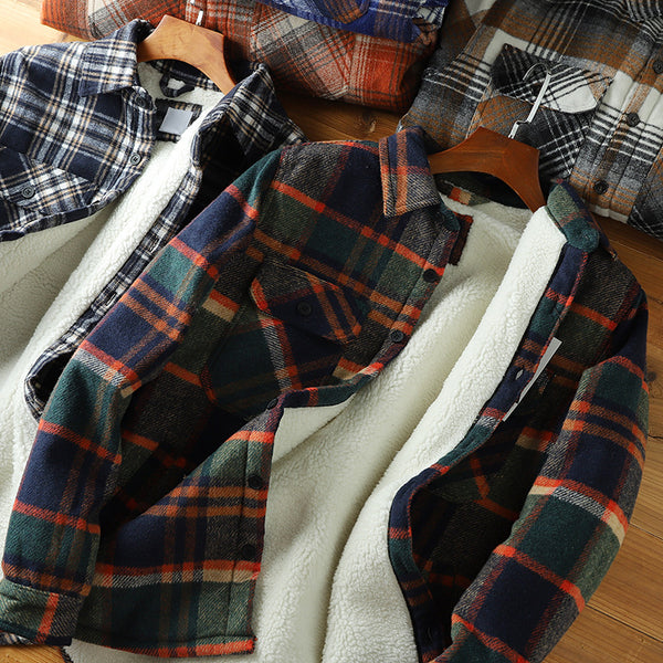Abrigo Tipo Camisa de Piel de Cordero Forrado en Fleece