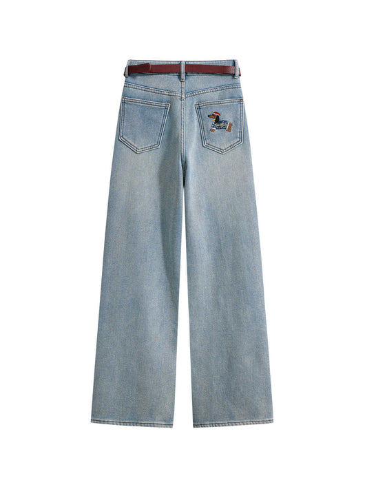 Jeans Rectos Talle Alto Térmicos con Forro Polar y Efecto Adelgazante - Image 11