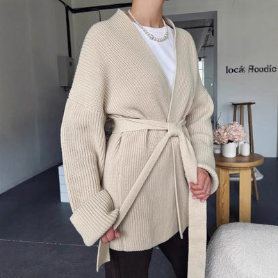 Cardigan Tejido de Cachemira con Cinturón Integrado