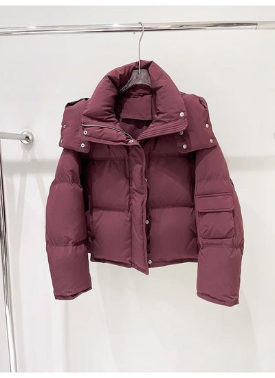 Chaqueta Acolchada Suelta con Capucha para Mujer - Image 18