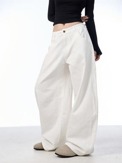 Pantalón Blanco Ancho de Pierna Recta Casual y Suelto - Image 25