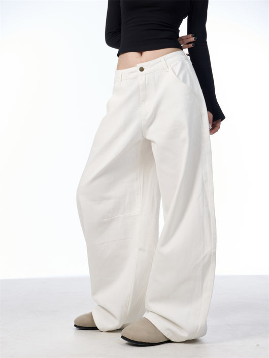 Pantalón Blanco Ancho de Pierna Recta Casual y Suelto - Image 25