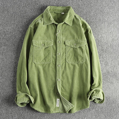 Camisa de Pana Retro de Algodón con Manga Larga para Hombre - Image 3