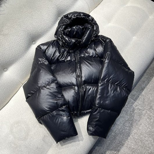 Chaqueta Acolchada Mujer Europea Blanca Corta Suelta Plumas de Pato Gorro Desmontable - Image 19