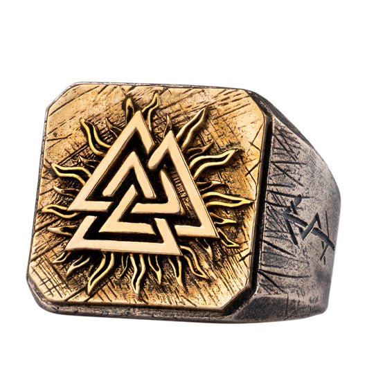 Anillo Viking de Plata con Nudo Nórdico e Incrustación de Cobre - Image 4