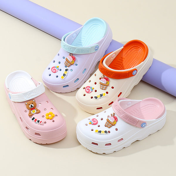 Sandalias Tipo Muffin con Plataforma para Mujer - Pantuflas de Exterior con Cobertura
