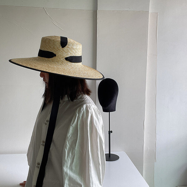 Sombrero Vintage de Ala Ancha con Correa Francesa