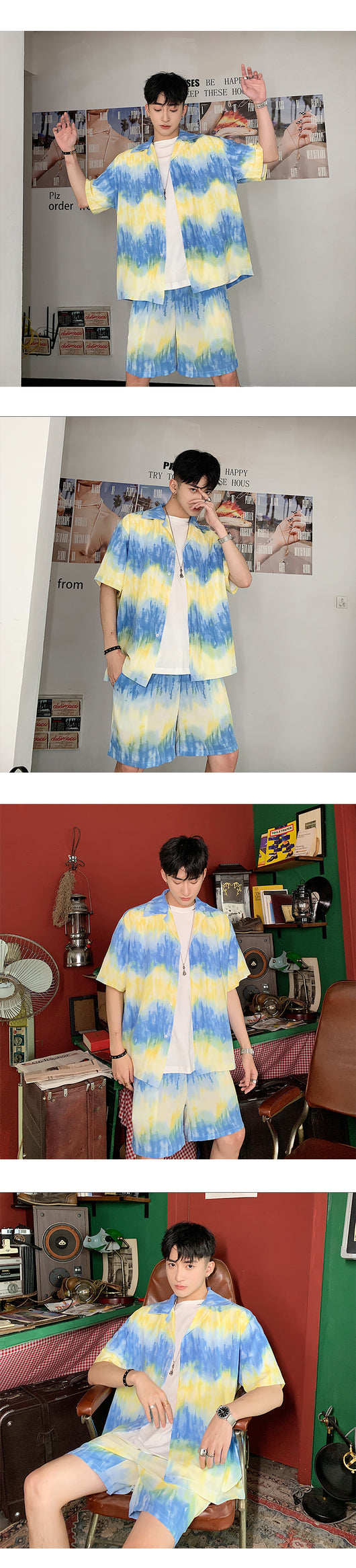 Camisa Tie Dye Contraste de Manga Corta - Image 9