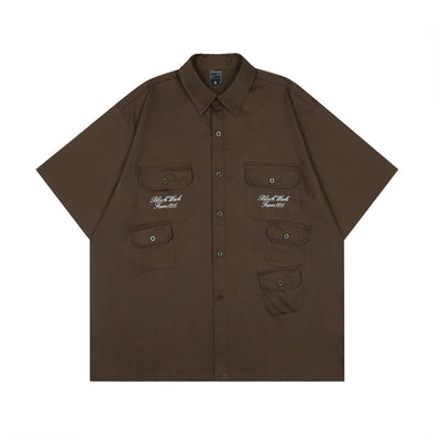 Camisa Manga Corta Hombre Verano Estilo Japonés Bordado Ángel Street - Image 12