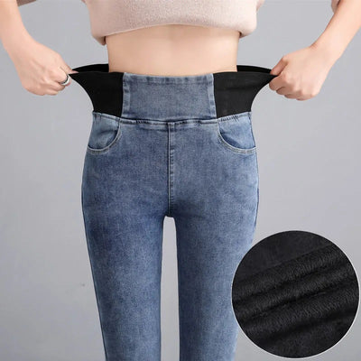 Jeans Skinny de Cintura Alta con Forro Polar Cálido y Cintura Elástica - Image 10
