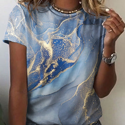 Blusa Retro Abstracta con Estampado Europeo Moderno