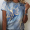Blusa Retro Abstracta con Estampado Europeo Moderno