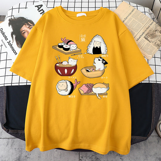 Playera Gato Sushi Estilo Cartoon para Hombre - Image 12