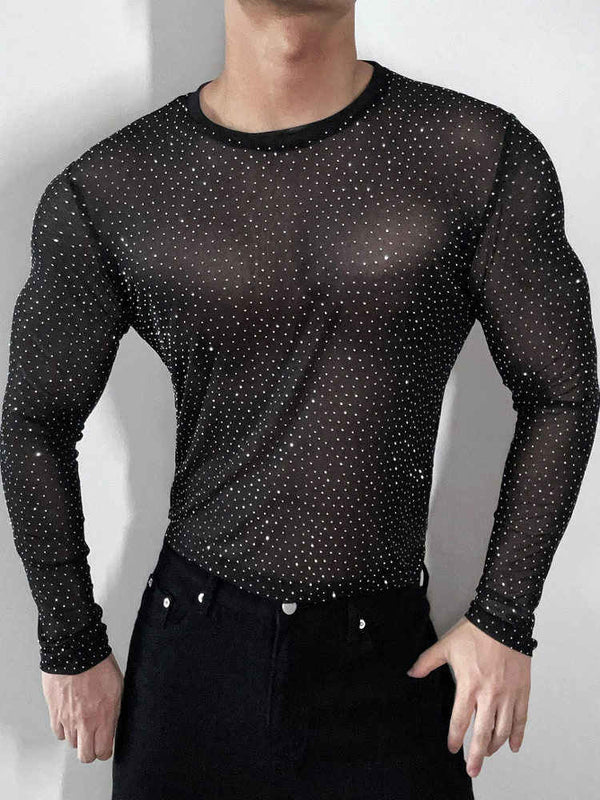 Playera Manga Larga Malla Translúcida Slim Fit