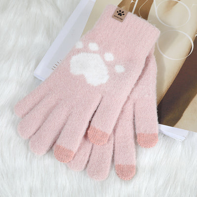 Guantes Tejidos de Invierno con Contraste de Colores y Forro Polar para Mujer - Image 48